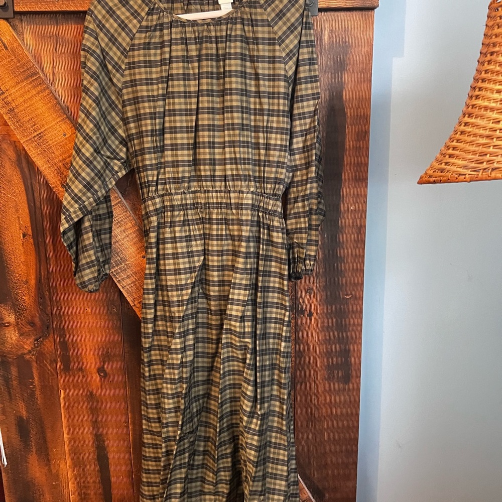 H&M Olive and Black Checkered Dress